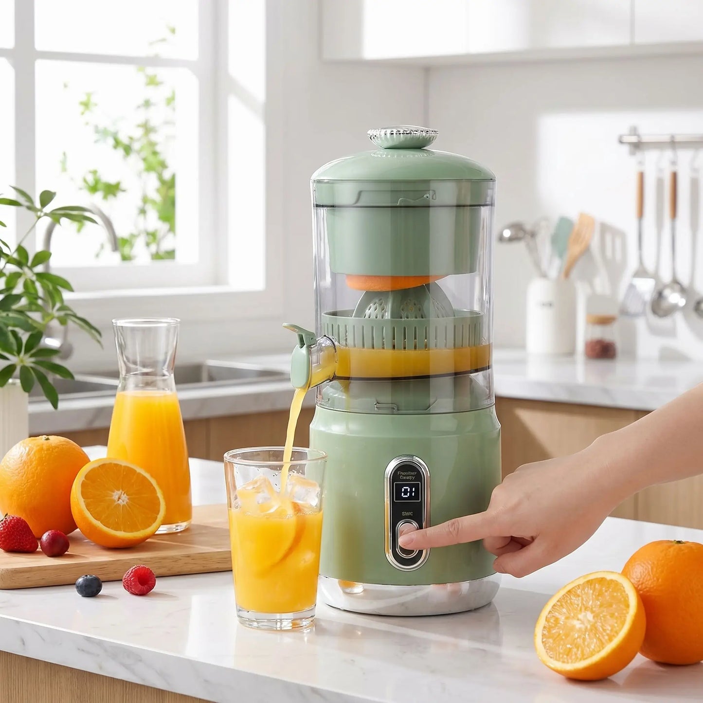 extracteur de jus vert sur table
