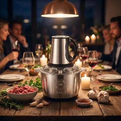 Hachoir a viande electrique sur la table diner