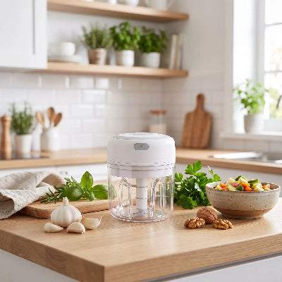 Mini hachoir electrique sur table cuisine