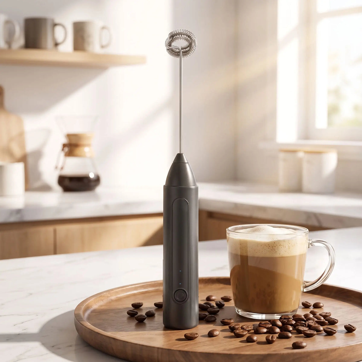 Mousseur à lait avec du café