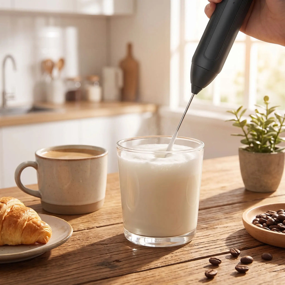 Mousseur à lait mélangeant le lait