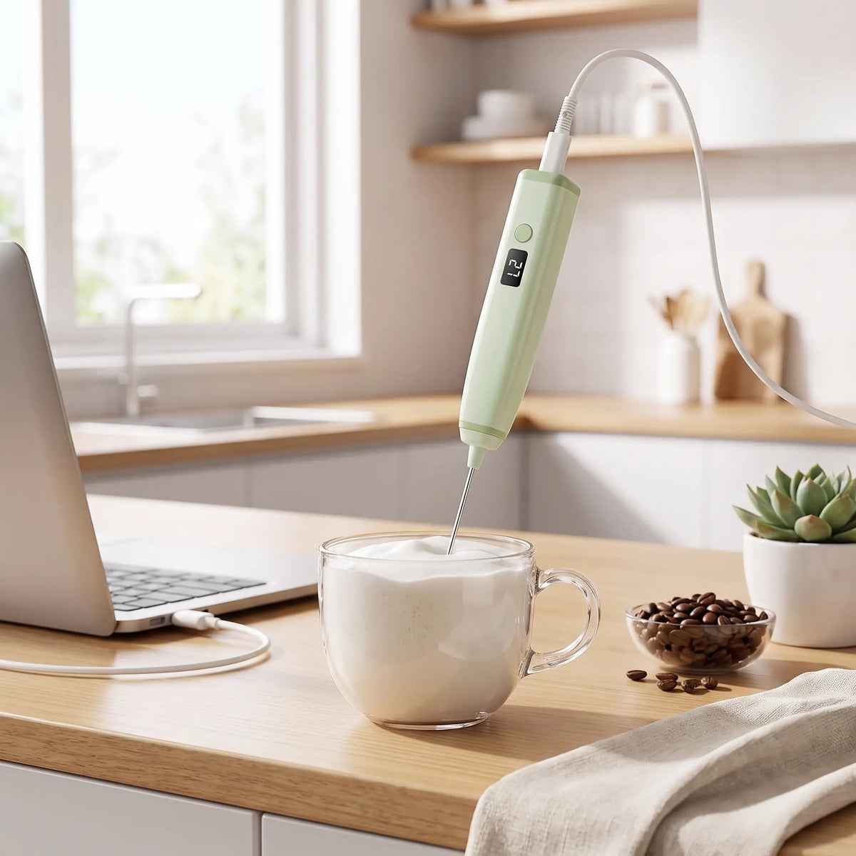 Mousseur a lait sur charge USB