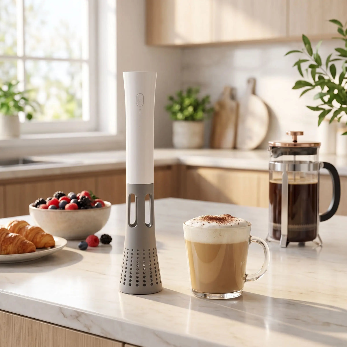 Mousseur à lait sur la table avec du café