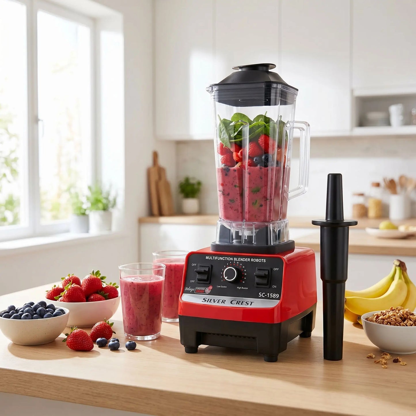 blender smoothie sur table de cuisine
