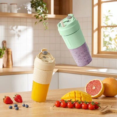 deux mixeurs portables sur table cuisine