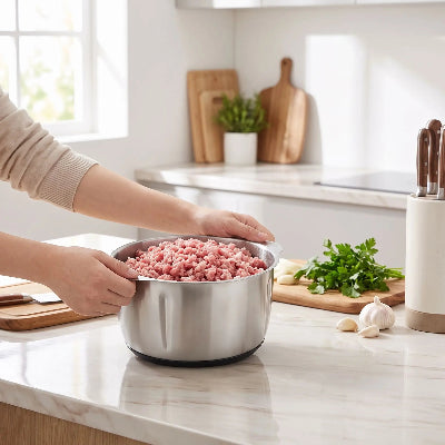 en utilisant hachoir a viande electrique