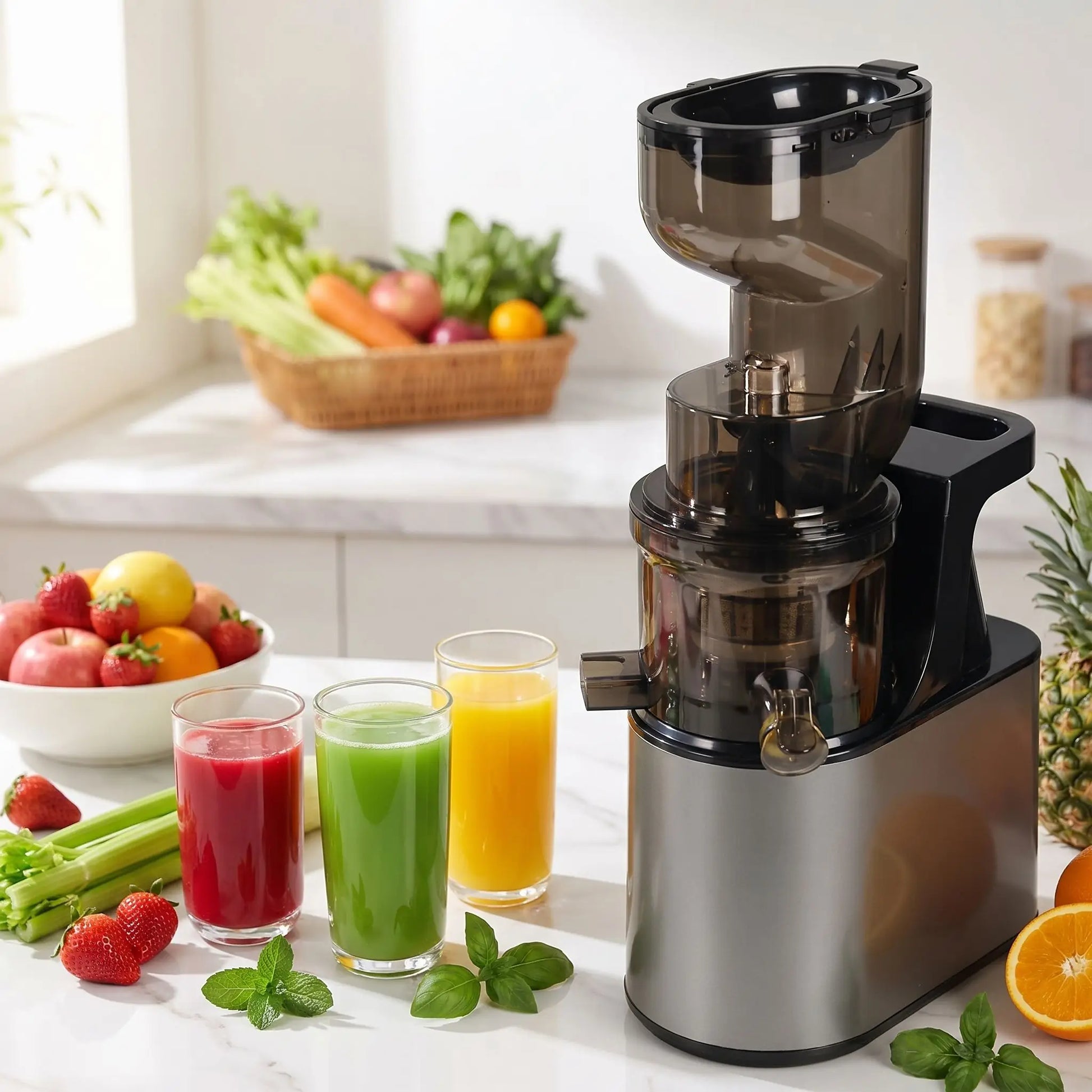 extracteur de jus avec des verres de jus