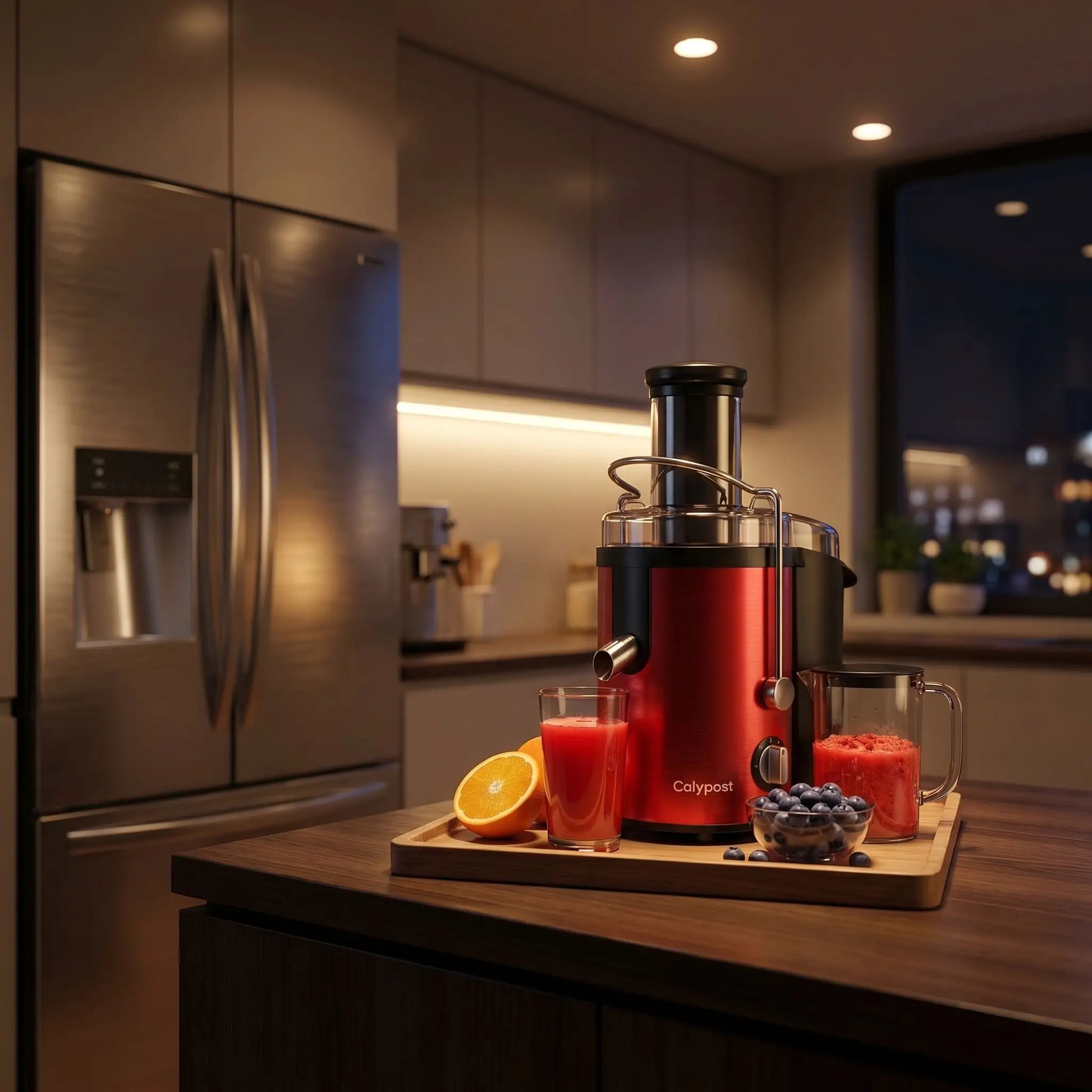 extracteur de jus devant refrigerateur