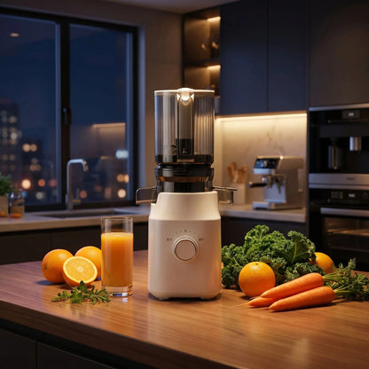 extracteur de jus sur table avec legumes