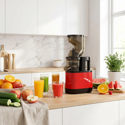 extracteur de jus sur table avec verres de jus