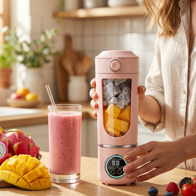 femme tenant blender smoothie