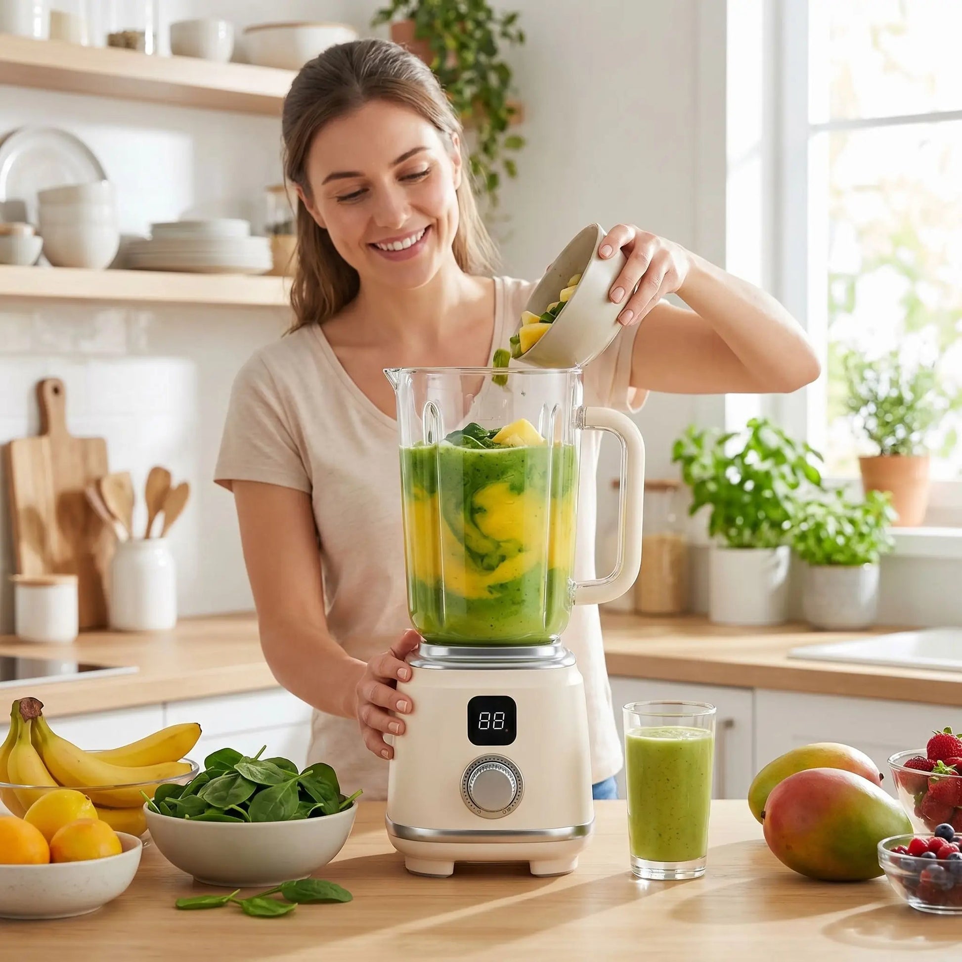 femme utilisant blender smoothie