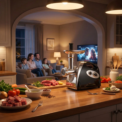hachoir a viande electrique sur table dans salon