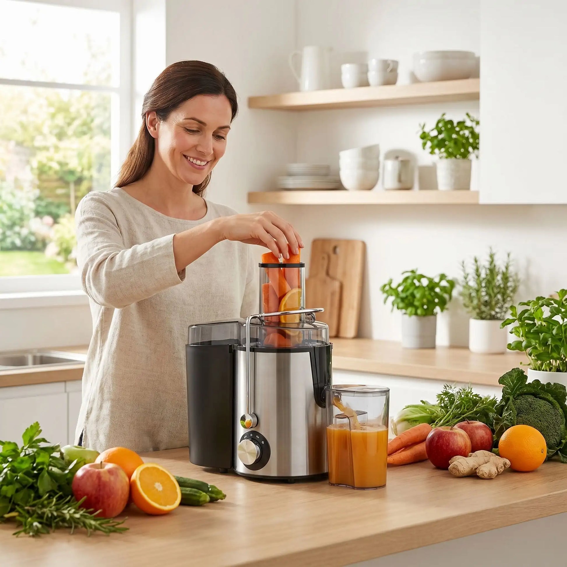 maman utilisant extracteur de jus