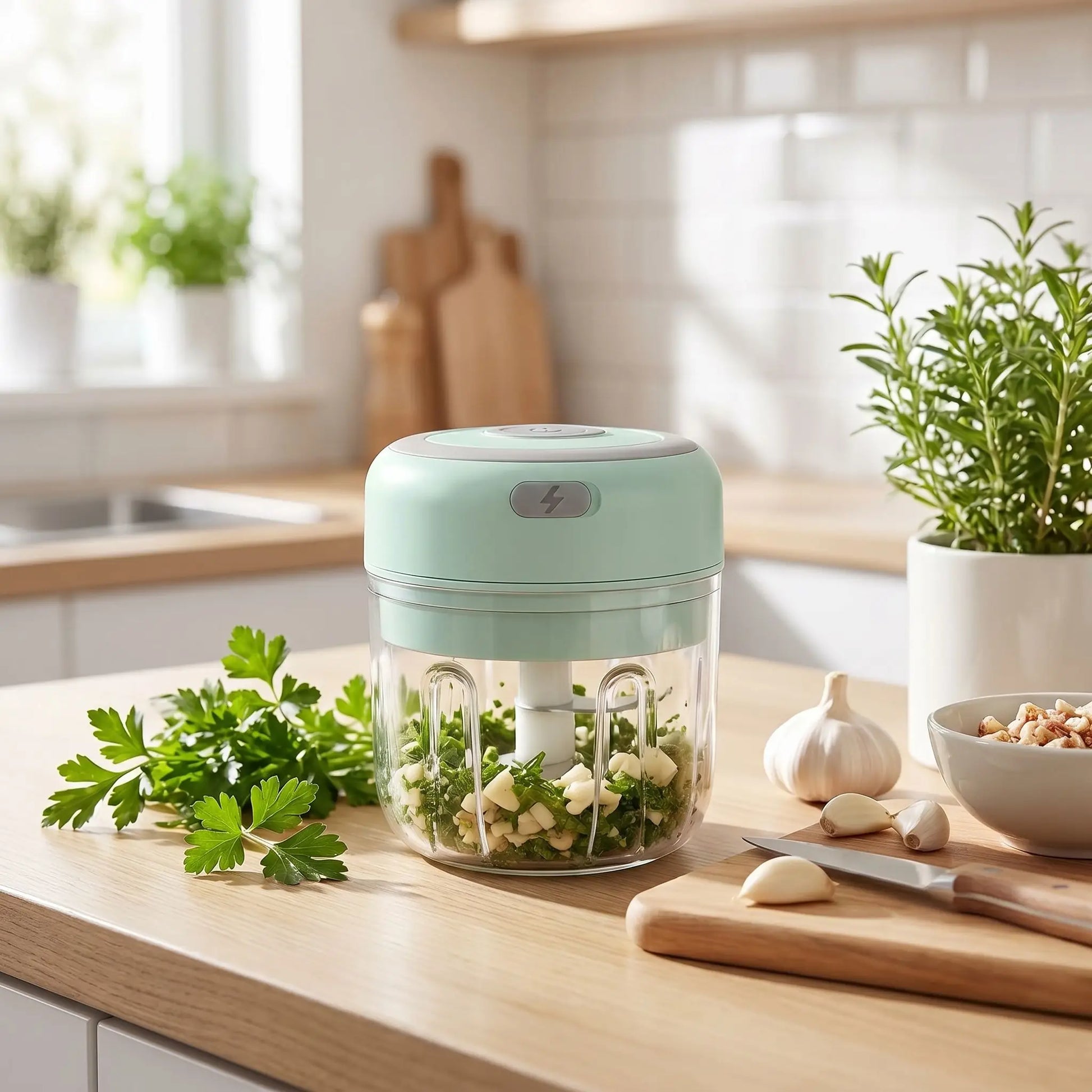 mini hachoir electrique sur table cuisine