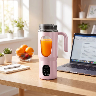 mixeur portable devant ordinateur portable