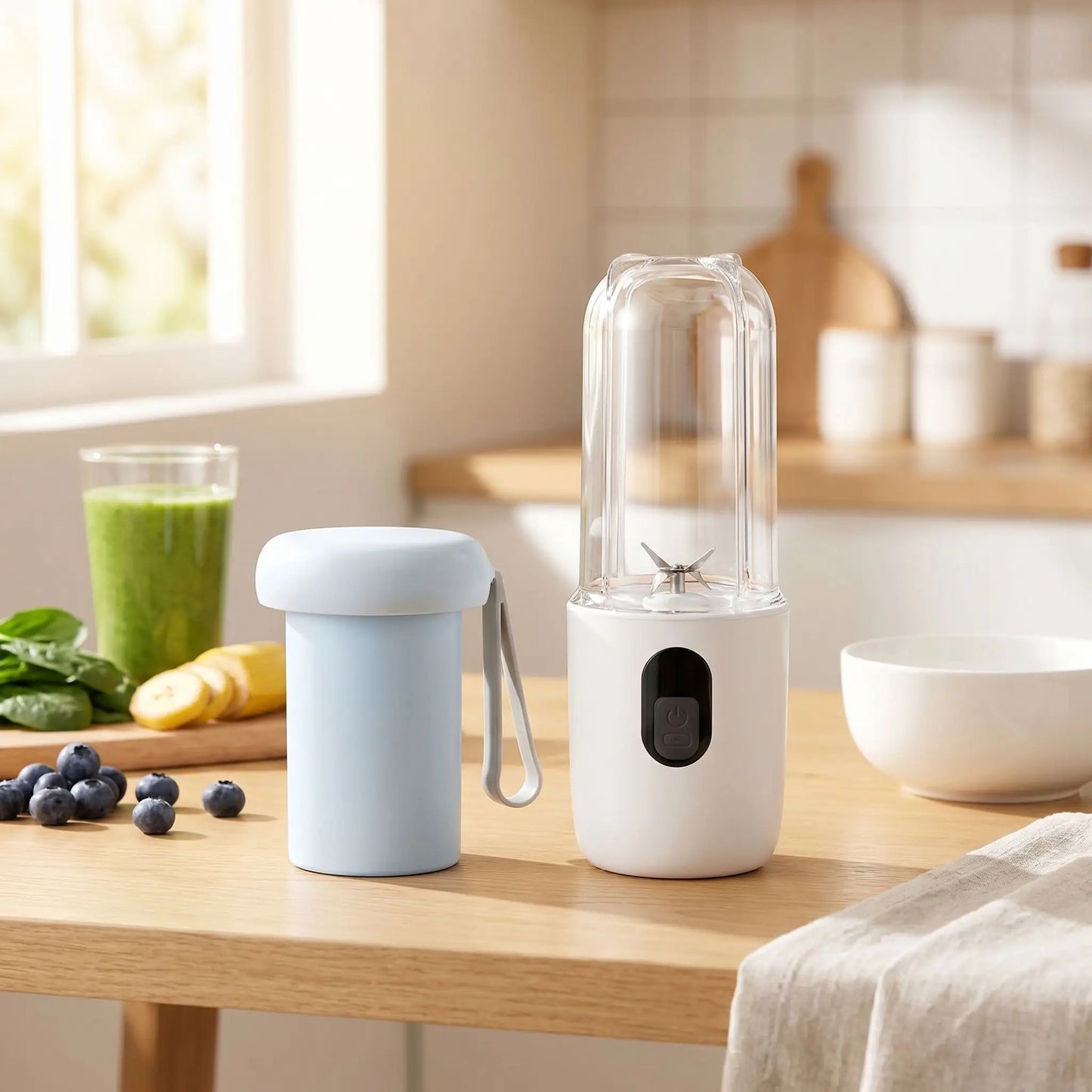 mixeur portable sur table avec bouteille