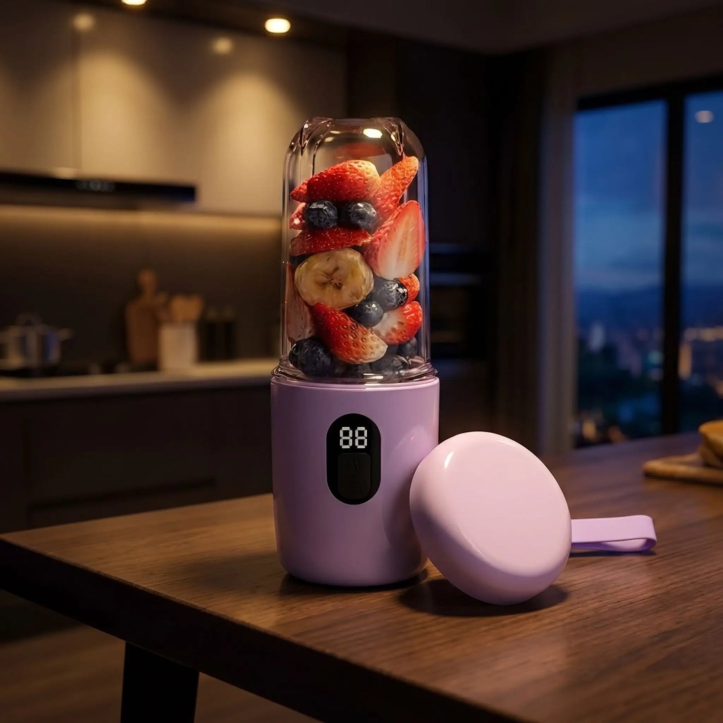 mixeur portable sur table avec couvercle