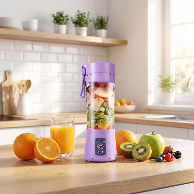 mixeur portable sur table avec oranges