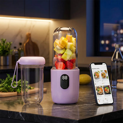 mixeur portable sur table avec telephone