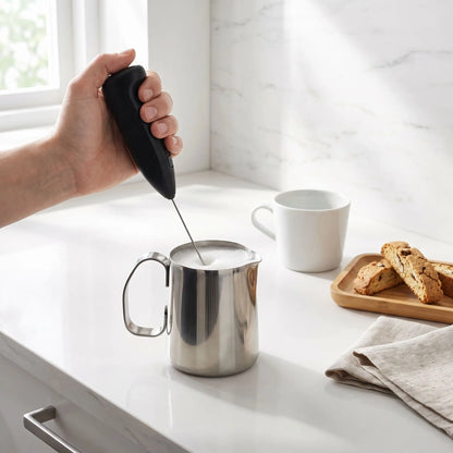 mousseur à lait mélangeant du lait dans une tasse