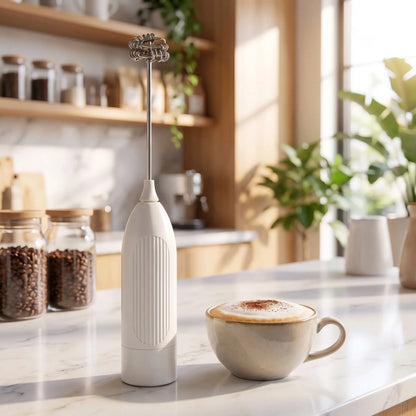 mousseur à lait sur la table avec une tasse de café