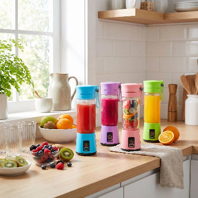 quatre mixeurs portables sur table