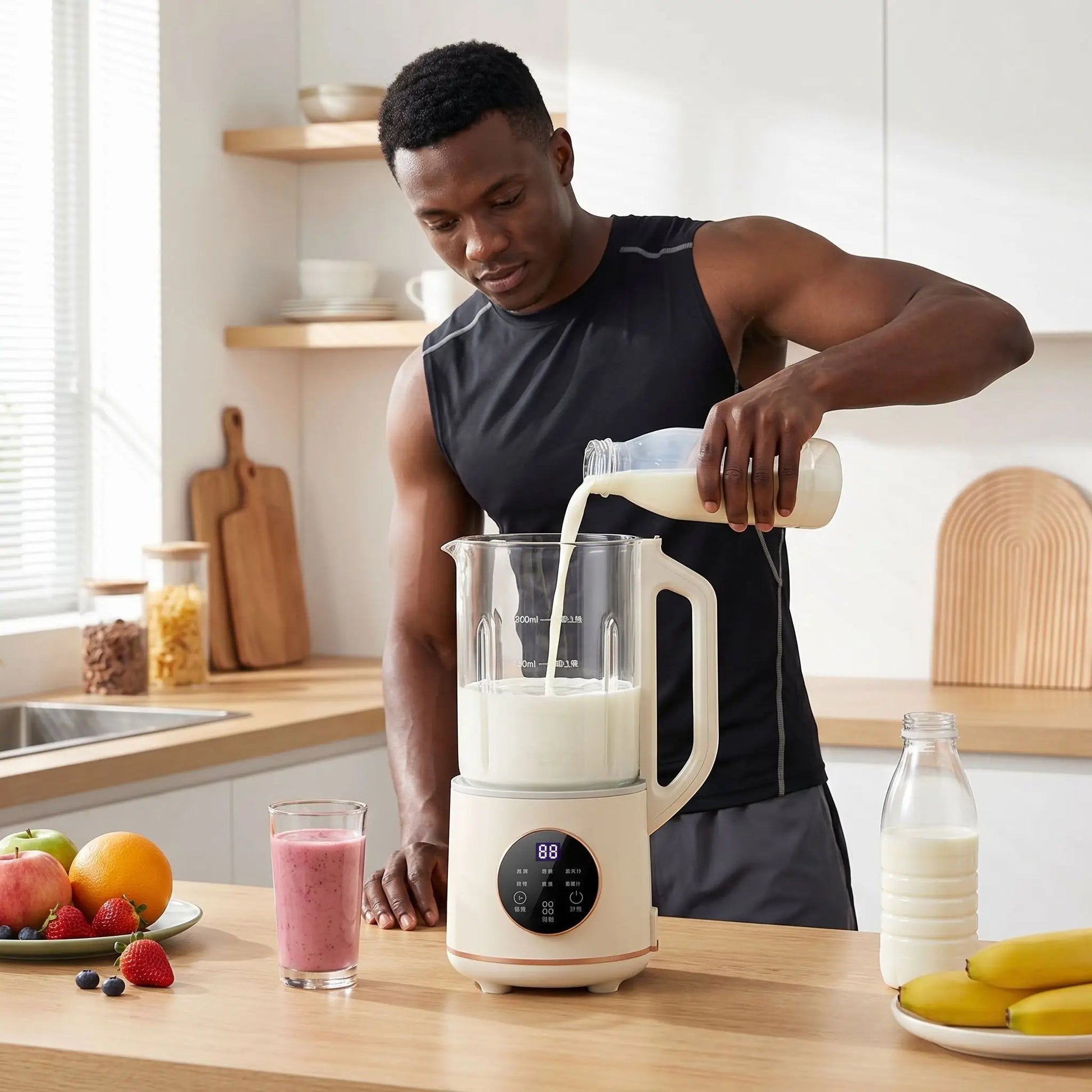 sportif utilisant mixeur blender